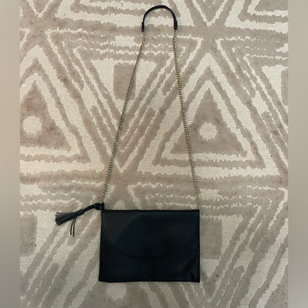 Mudpie Black Clutch with tassle and chain